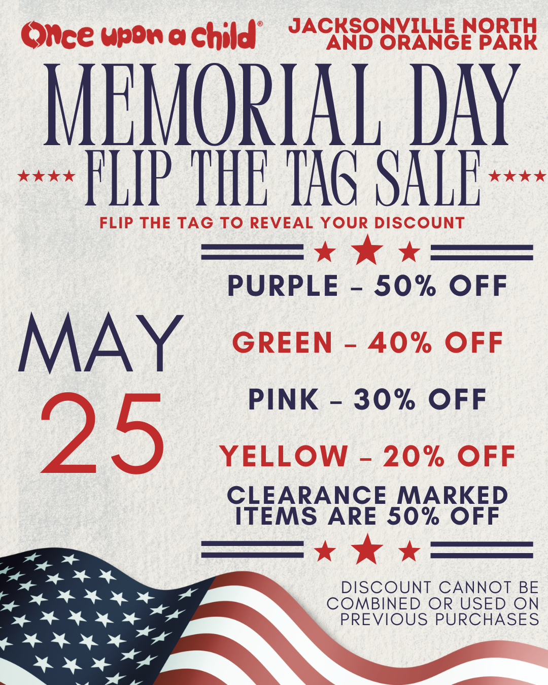 Memorial Day Flip the Tag Sale